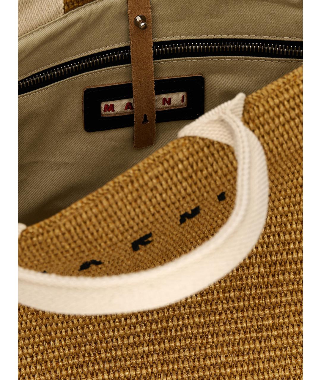 MARNI Бежевая хлопковая сумка тоут, фото 4