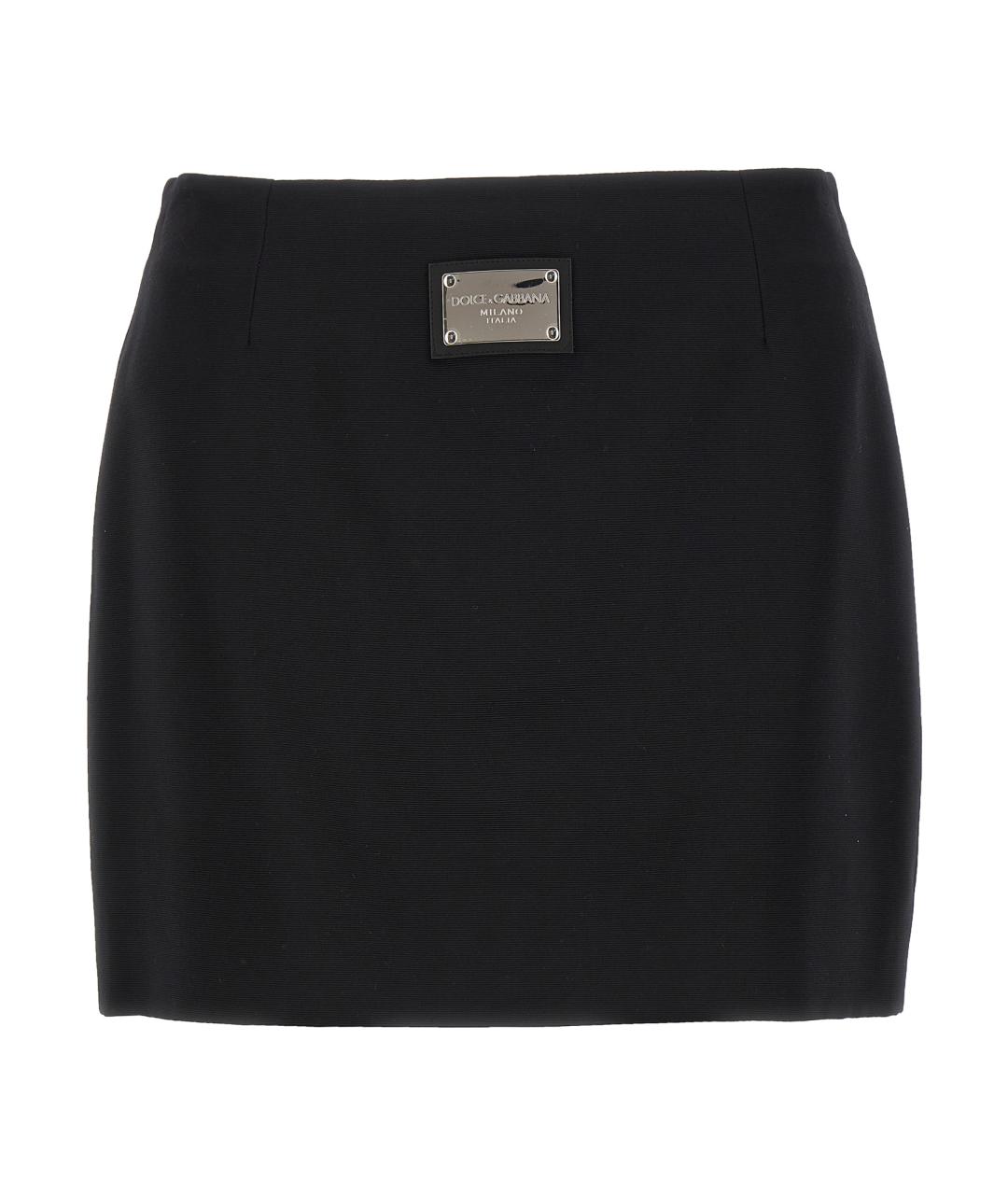 DOLCE&GABBANA Черная вискозная юбка мини, фото 1