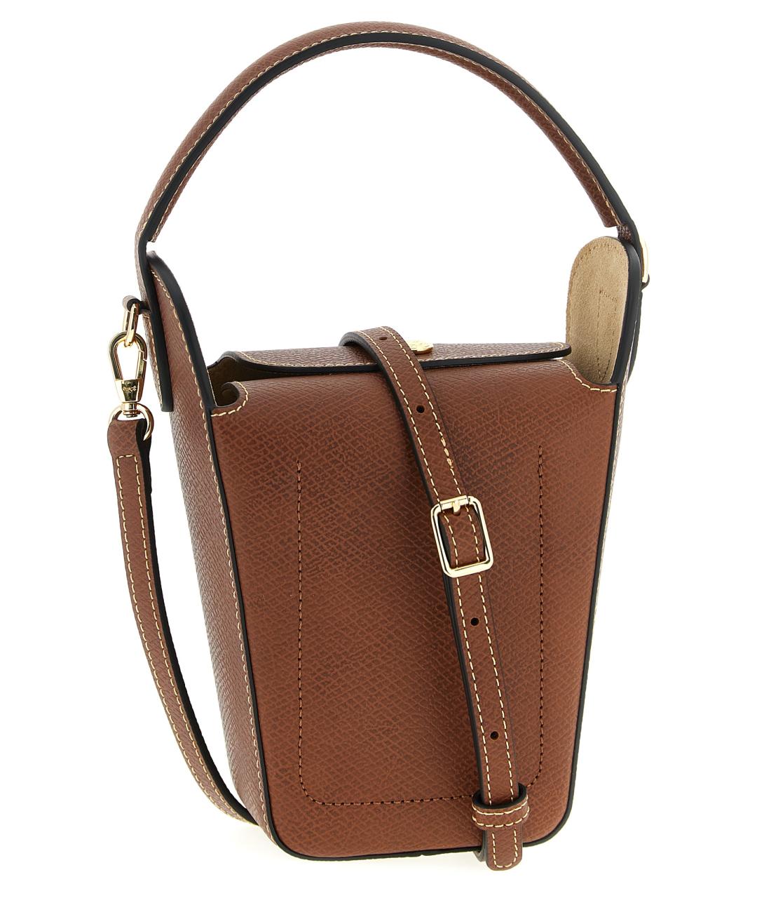 LONGCHAMP Коричневая кожаная сумка через плечо, фото 2