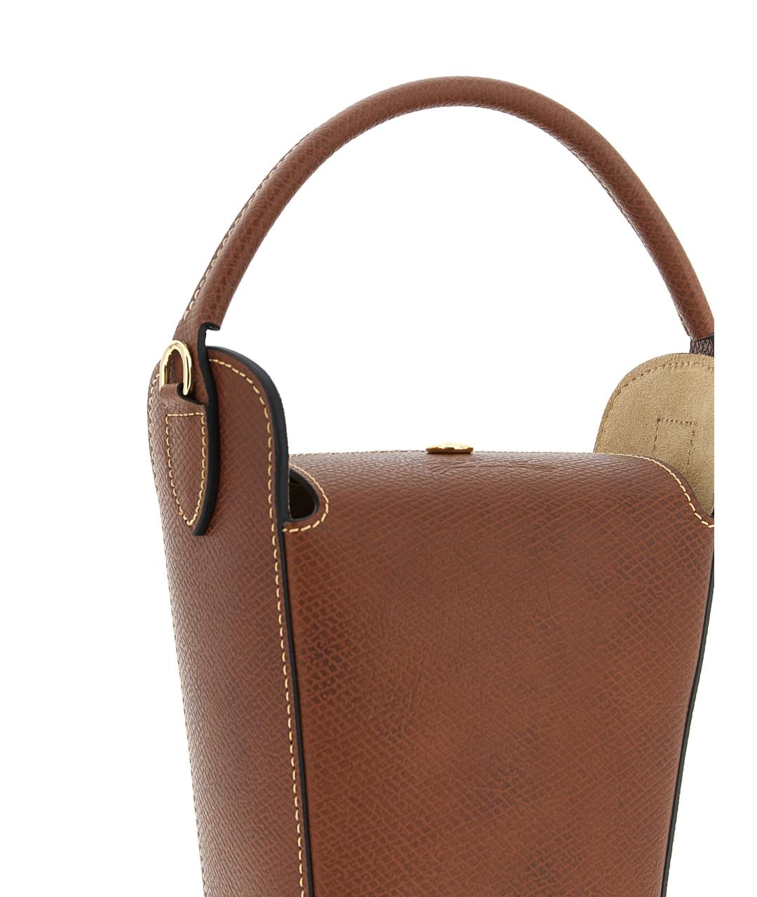 LONGCHAMP Коричневая кожаная сумка через плечо, фото 3