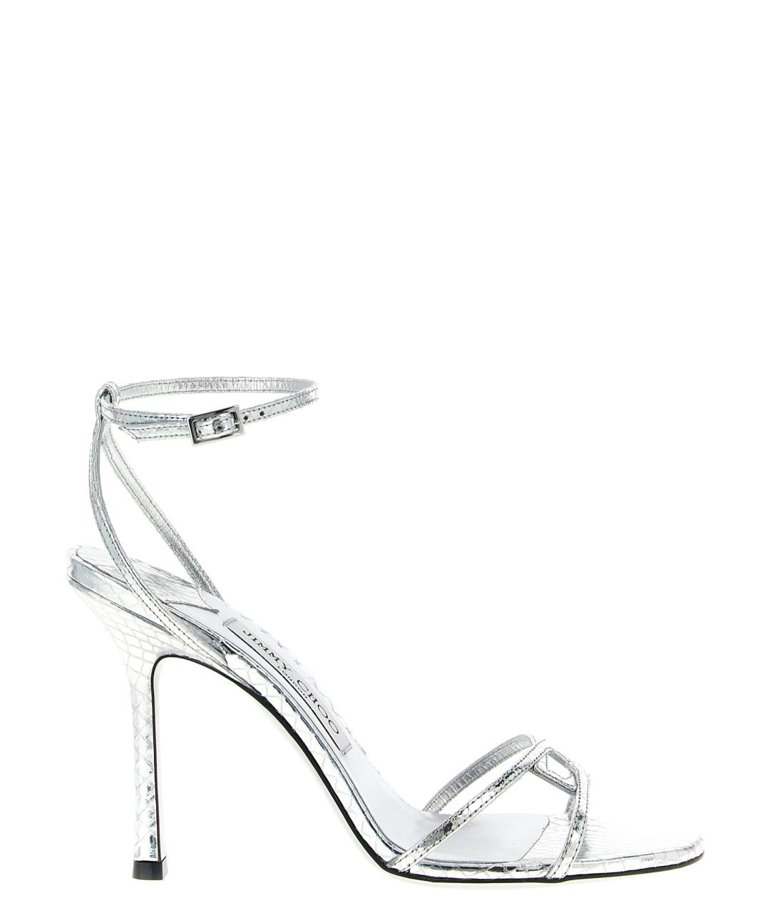 JIMMY CHOO Серебряные кожаные туфли, фото 1