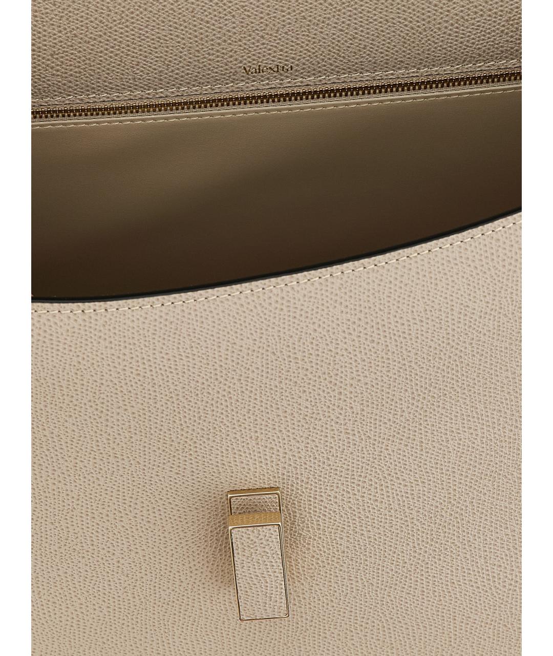 VALEXTRA Бежевая кожаная сумка через плечо, фото 4