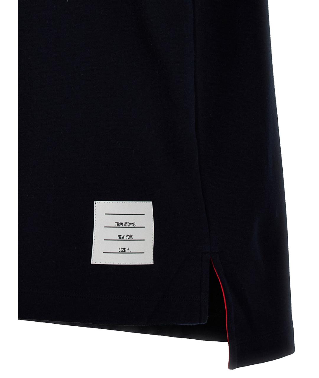 THOM BROWNE Синяя хлопковая футболка, фото 4