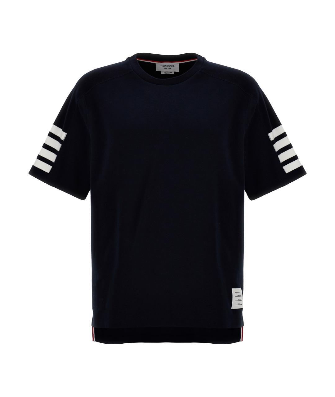 THOM BROWNE Синяя хлопковая футболка, фото 1