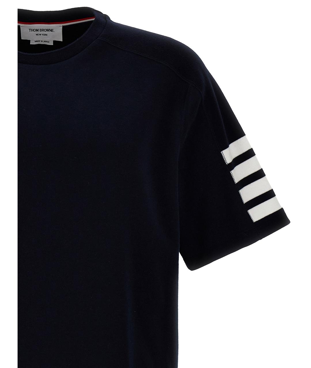 THOM BROWNE Синяя хлопковая футболка, фото 3
