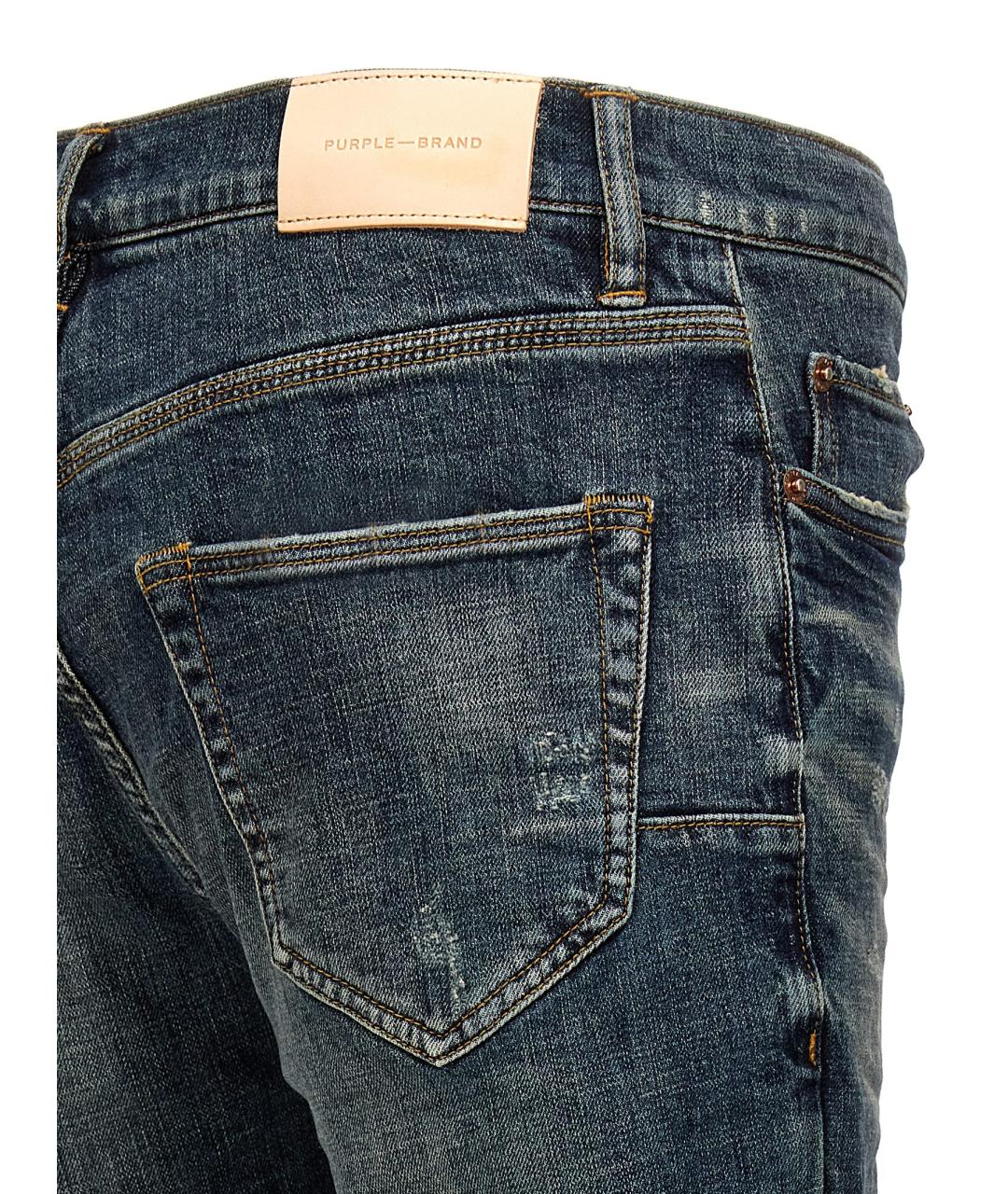 PURPLE Синие хлопковые прямые джинсы, фото 4