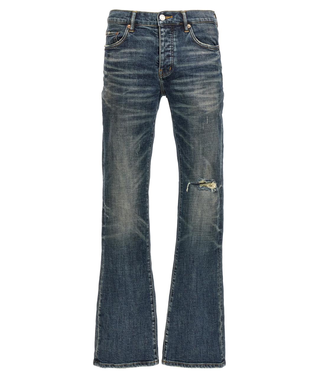 PURPLE Синие хлопковые прямые джинсы, фото 1