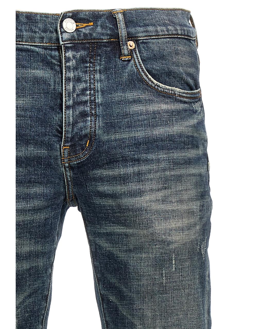 PURPLE Синие хлопковые прямые джинсы, фото 3