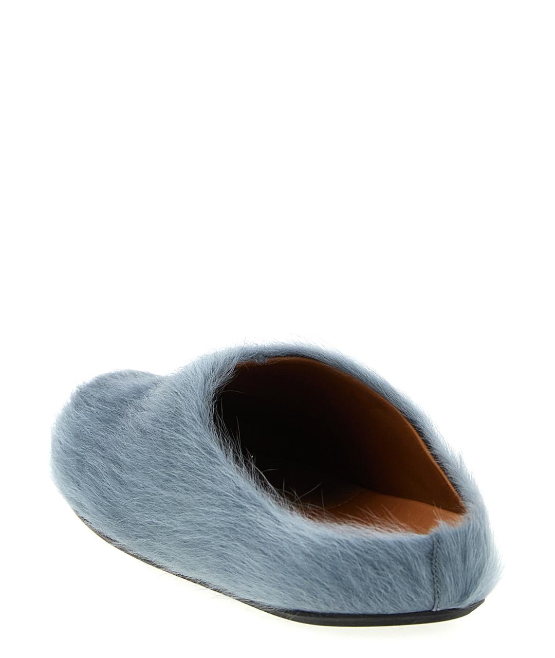 MARNI Голубые кожаные шлепанцы, фото 3