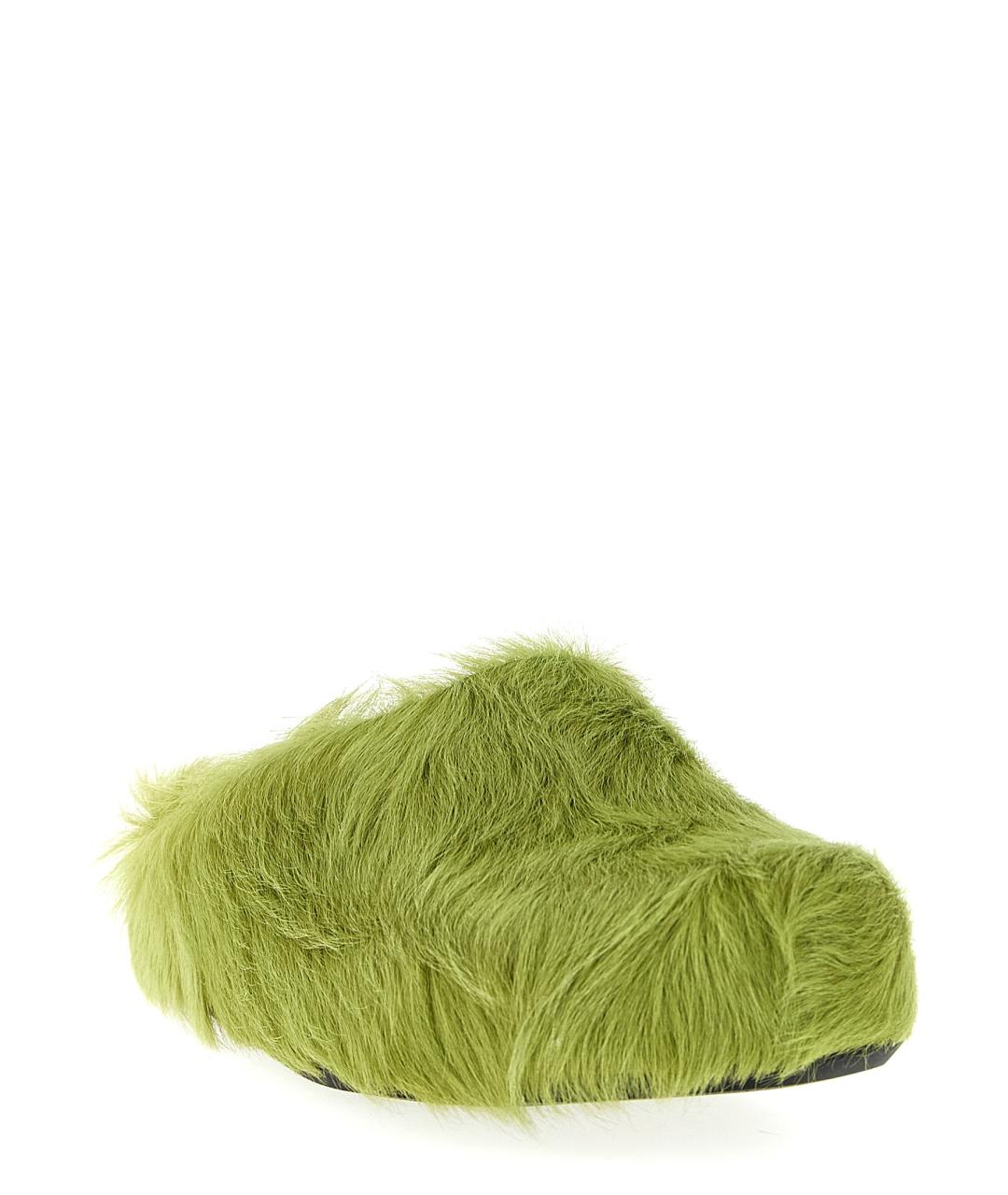 MARNI Зеленые кожаные шлепанцы, фото 2
