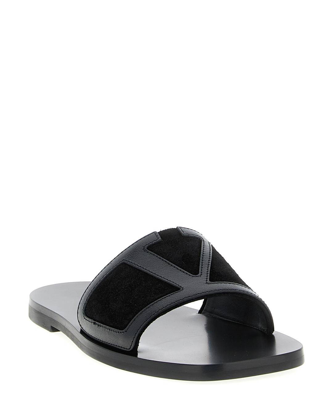 VALENTINO Черные кожаные шлепанцы, фото 2