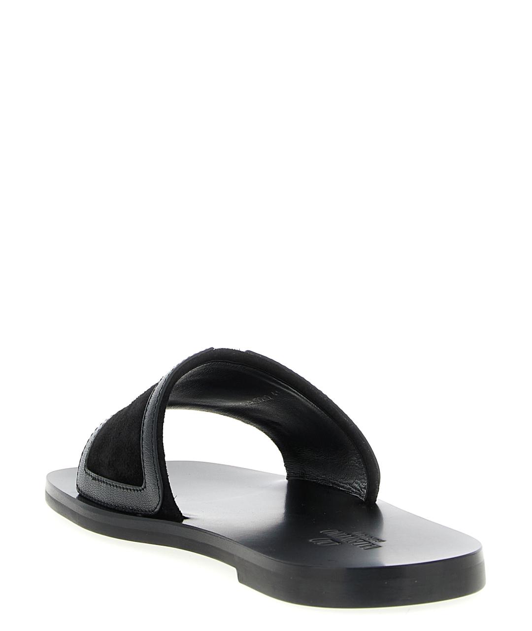 VALENTINO Черные кожаные шлепанцы, фото 3
