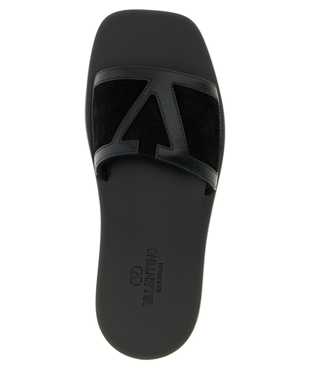 VALENTINO Черные кожаные шлепанцы, фото 4