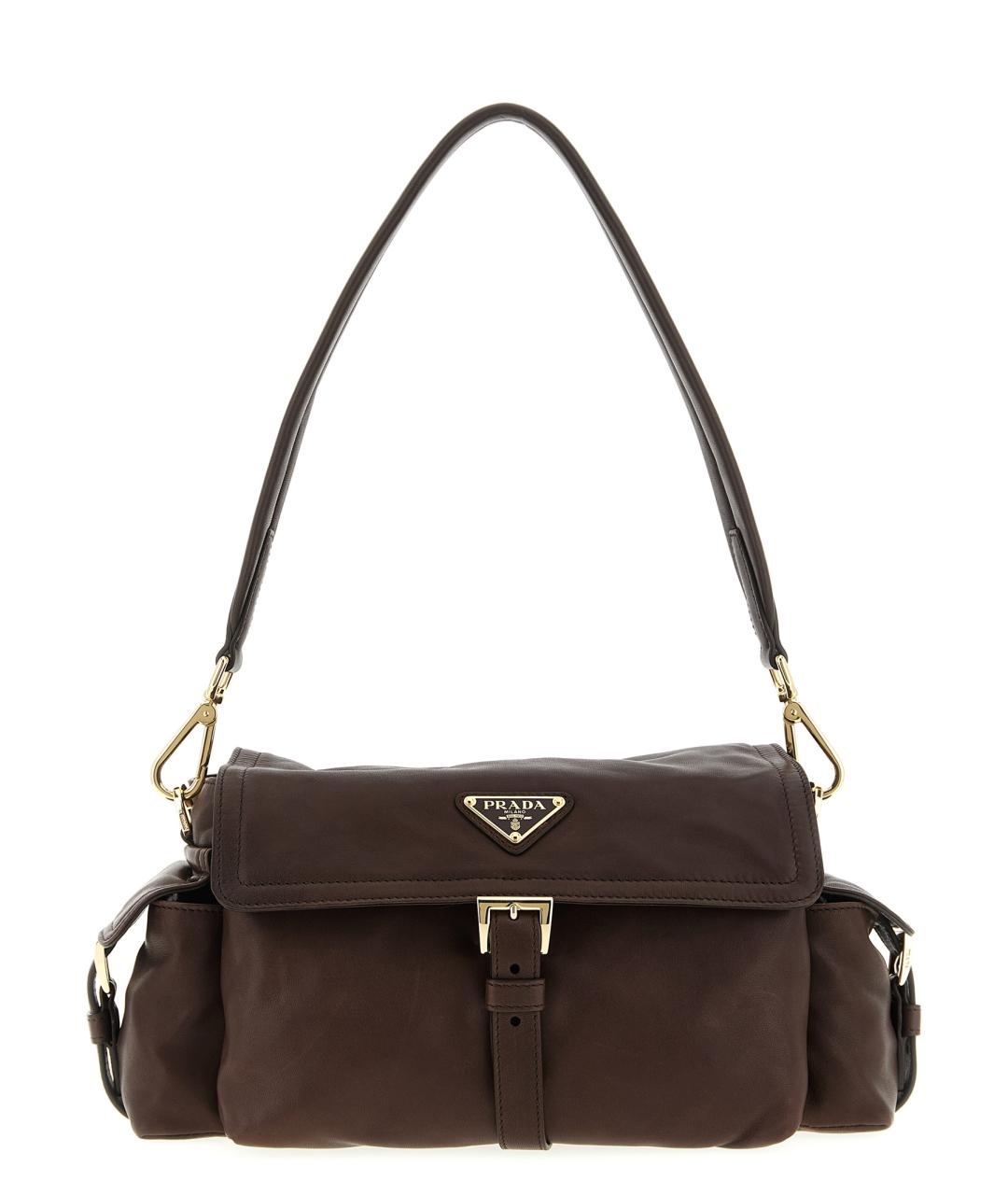 PRADA Коричневая кожаная сумка через плечо, фото 1