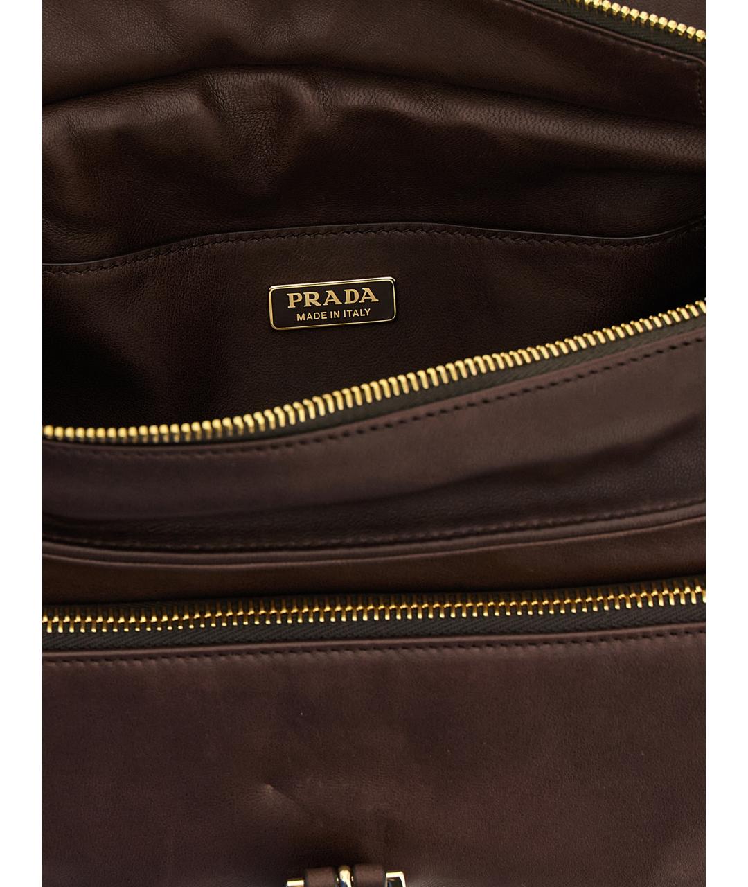PRADA Коричневая кожаная сумка через плечо, фото 4