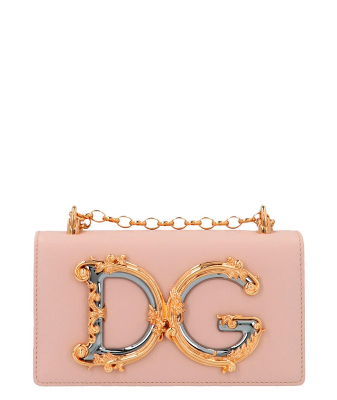 DOLCE&GABBANA Розовая кожаная сумка через плечо, фото 1