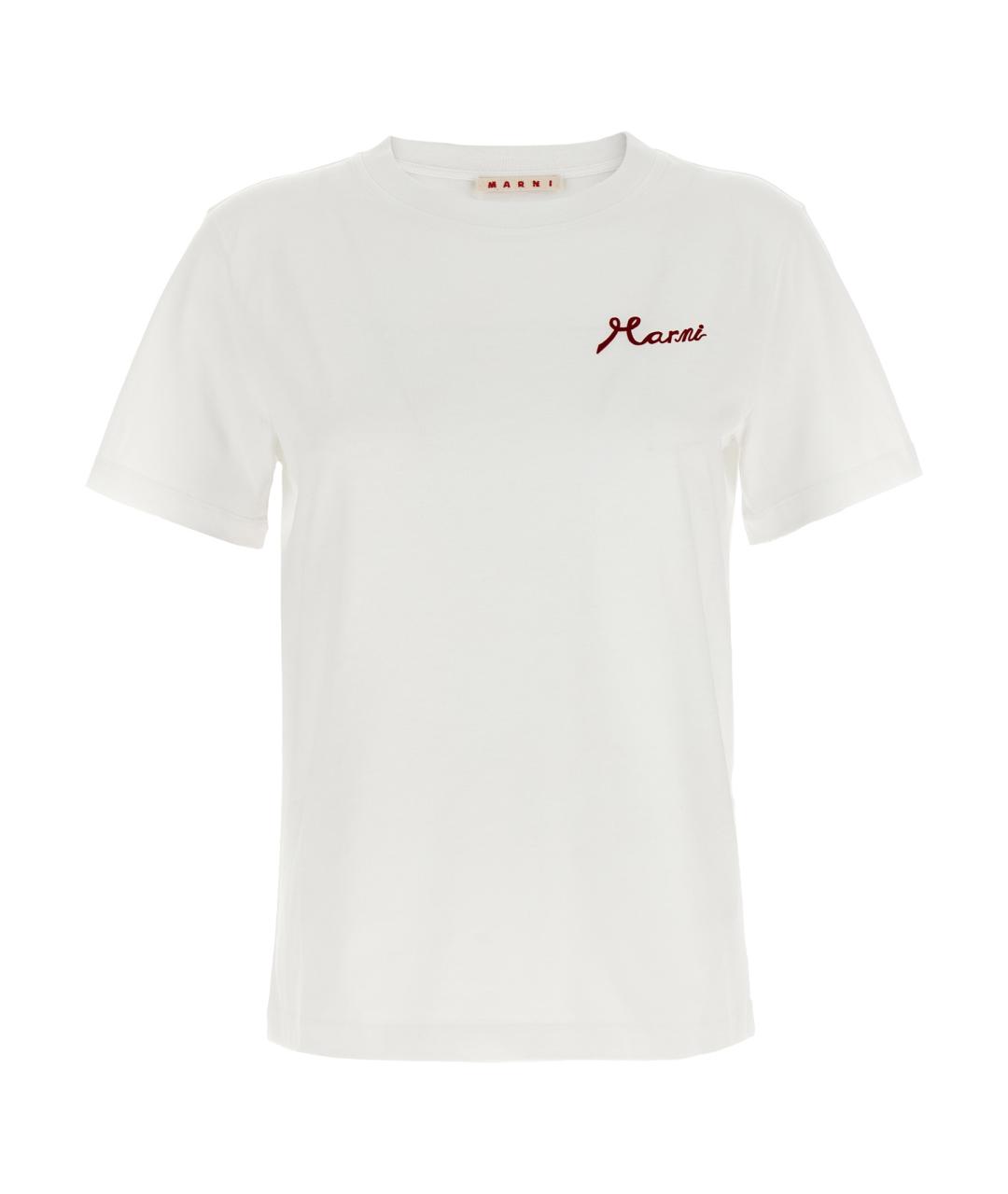 MARNI Белая хлопковая футболка, фото 1