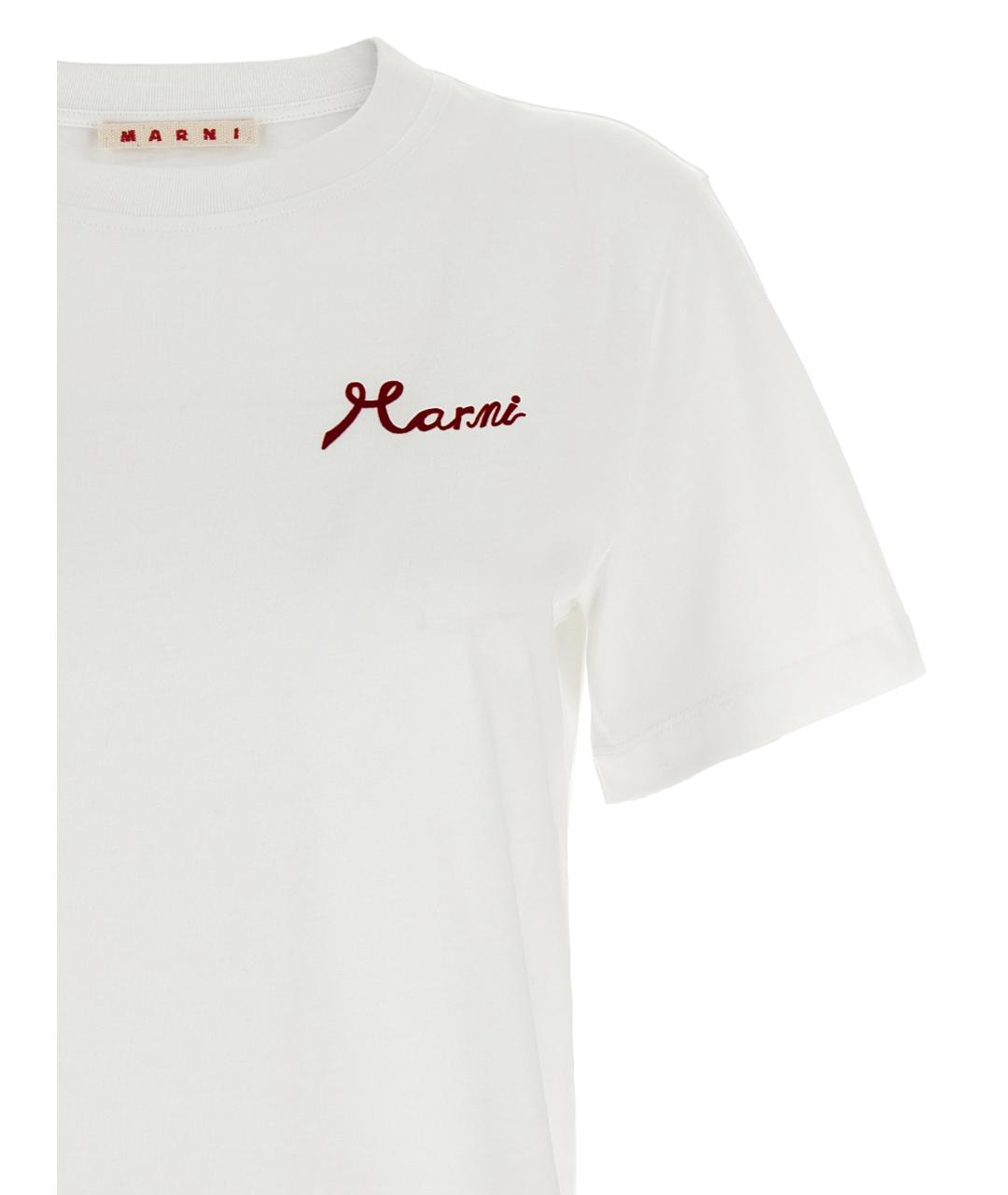 MARNI Белая хлопковая футболка, фото 3