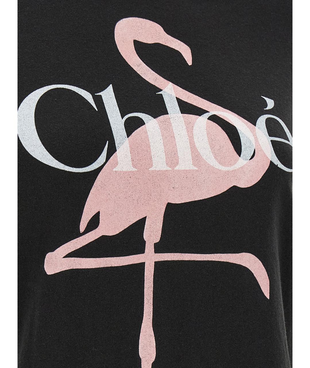 CHLOE Черная хлопковая футболка, фото 4