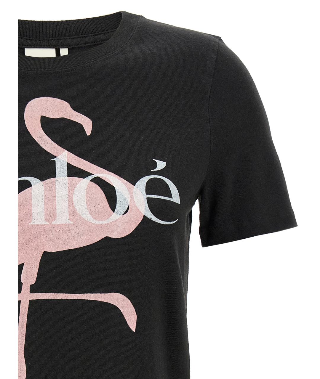 CHLOE Черная хлопковая футболка, фото 3