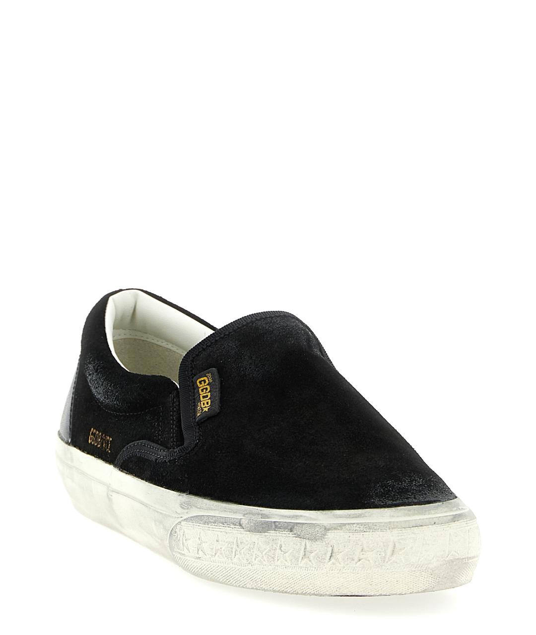 GOLDEN GOOSE DELUXE BRAND Черные кожаные слипоны, фото 2