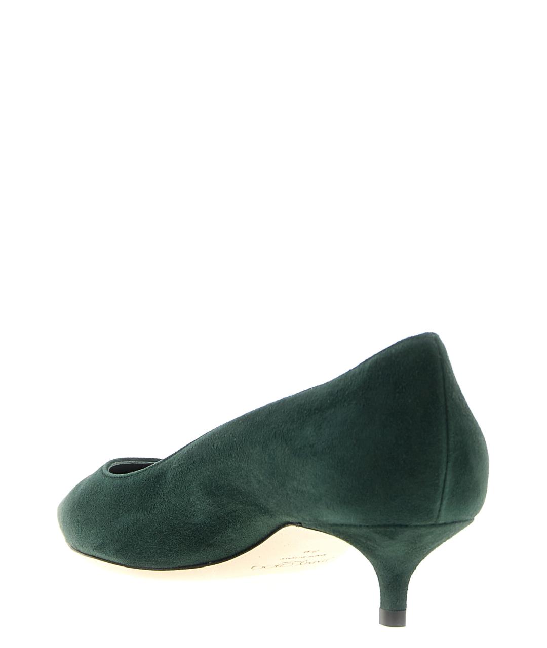 JIMMY CHOO Зеленые замшевые лодочки на низком каблуке, фото 3