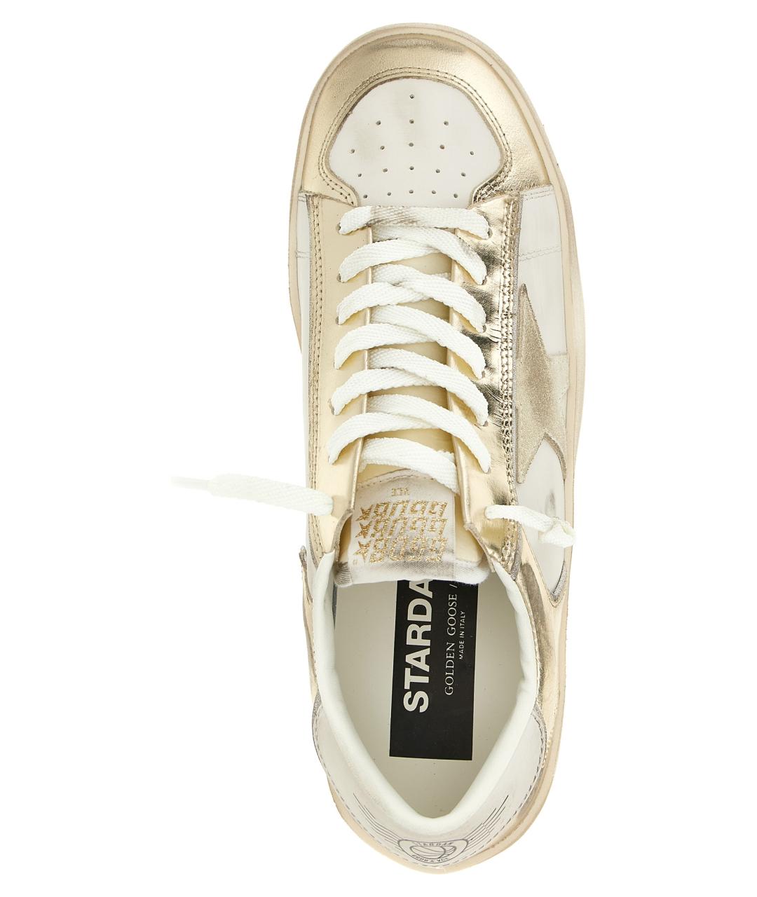 GOLDEN GOOSE DELUXE BRAND Бежевые кожаные кроссовки, фото 4