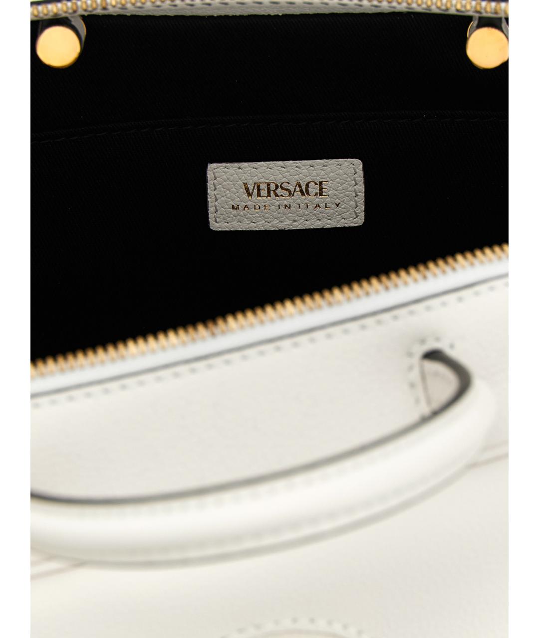 VERSACE Белая кожаная сумка через плечо, фото 4