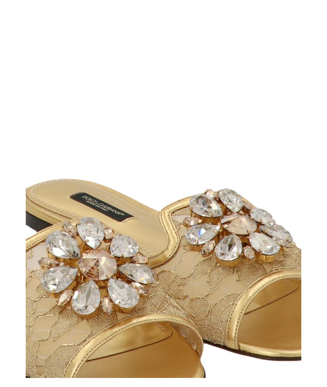 DOLCE&GABBANA Золотые текстильные шлепанцы, фото 2