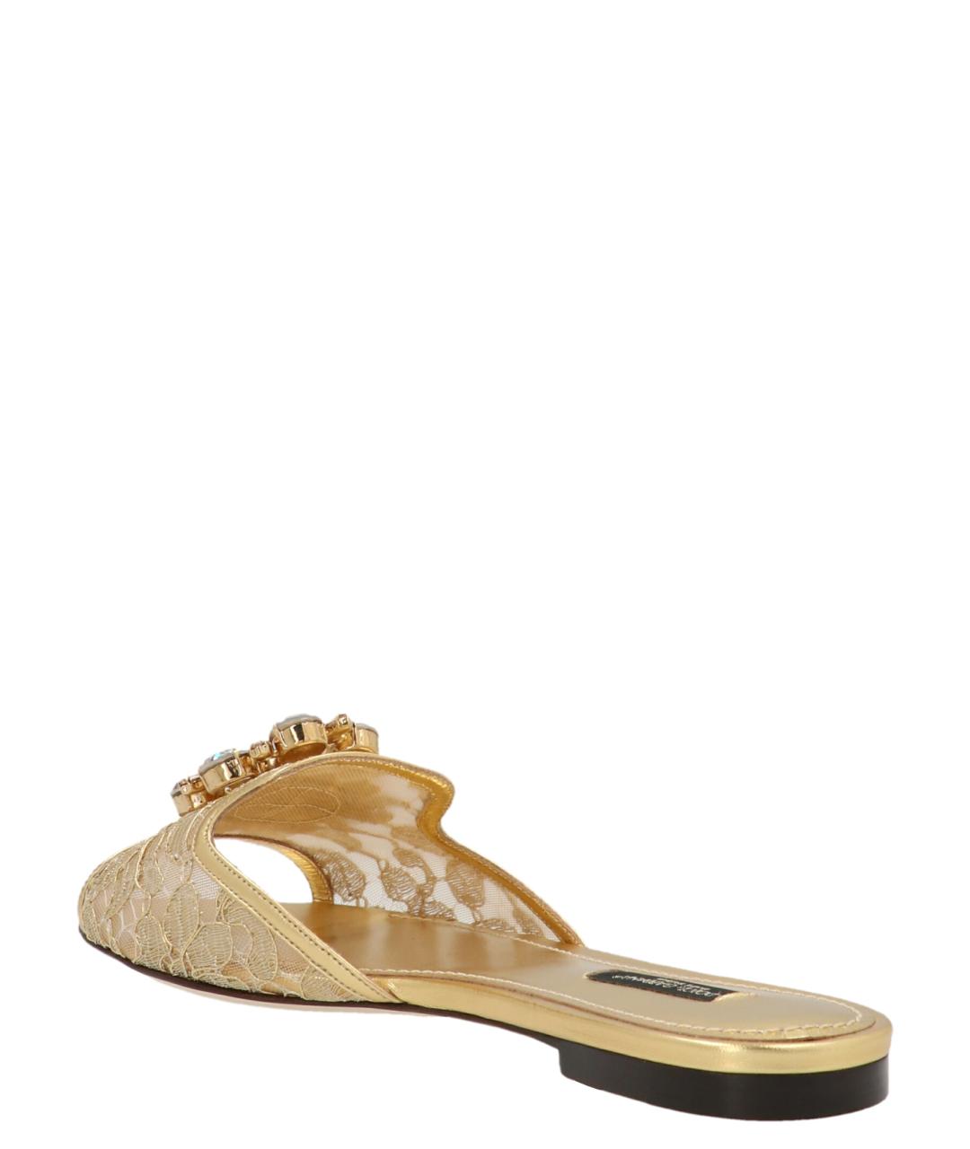 DOLCE&GABBANA Золотые текстильные шлепанцы, фото 3
