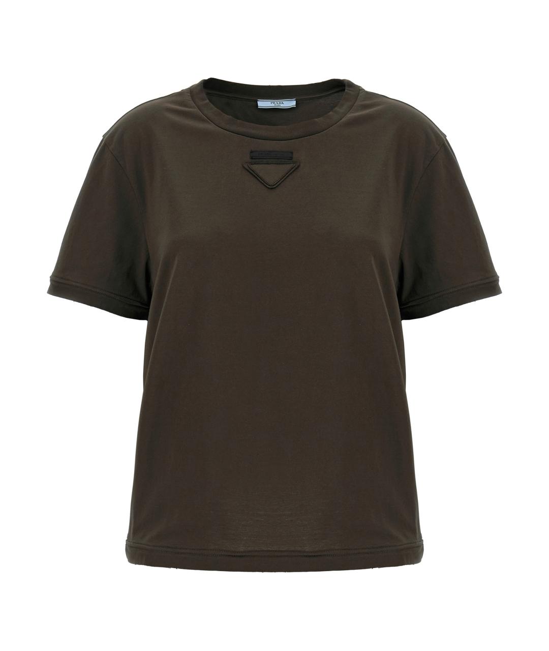 PRADA Коричневая хлопковая футболка, фото 1