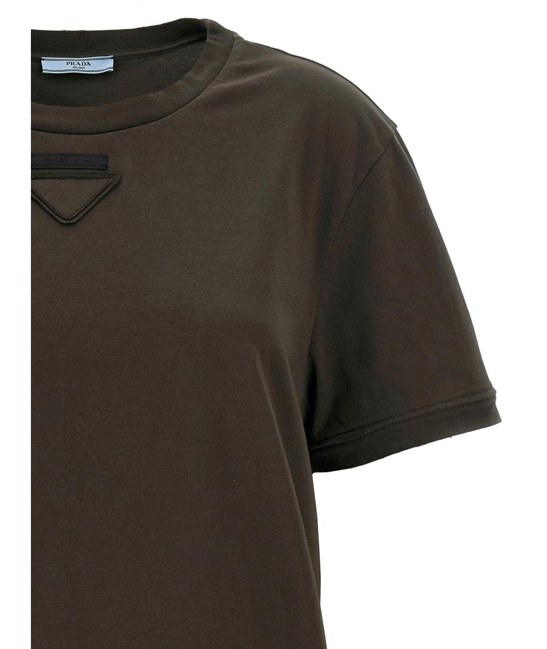 PRADA Коричневая хлопковая футболка, фото 3