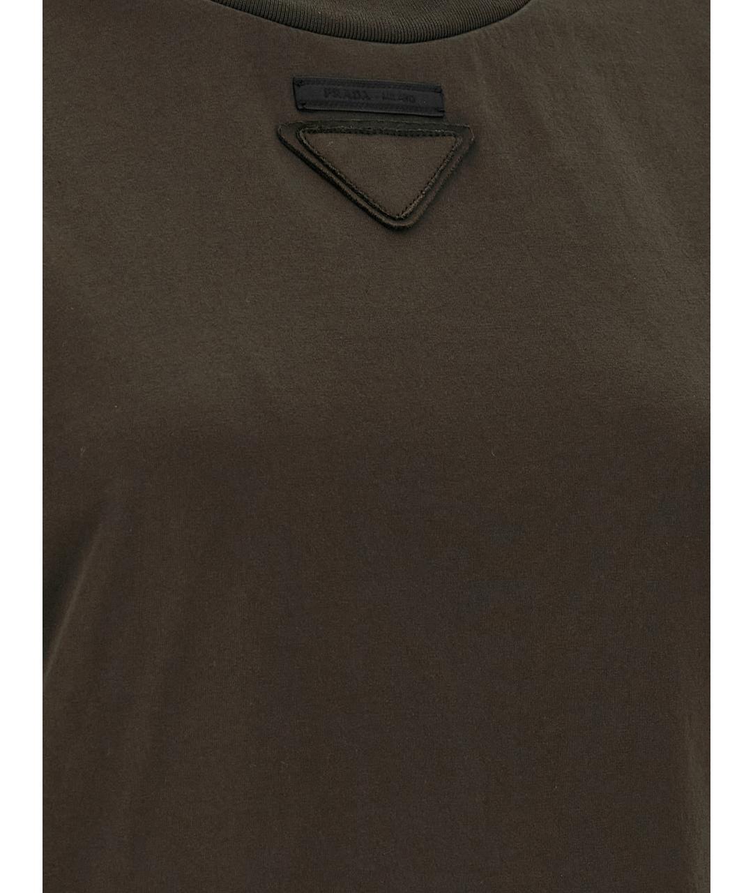 PRADA Коричневая хлопковая футболка, фото 4
