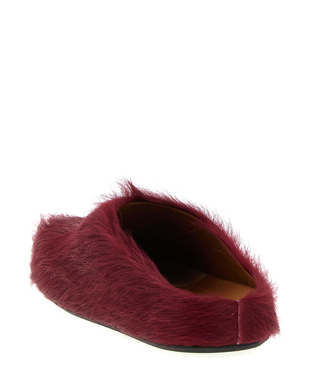 MARNI Бордовые кожаные шлепанцы, фото 3