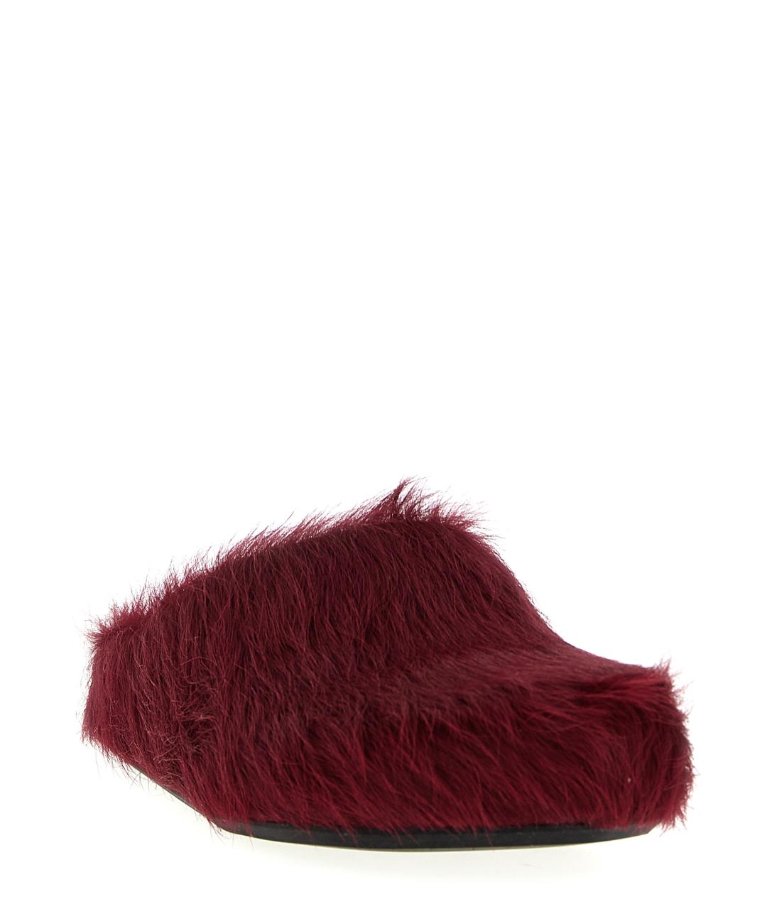MARNI Бордовые кожаные шлепанцы, фото 2