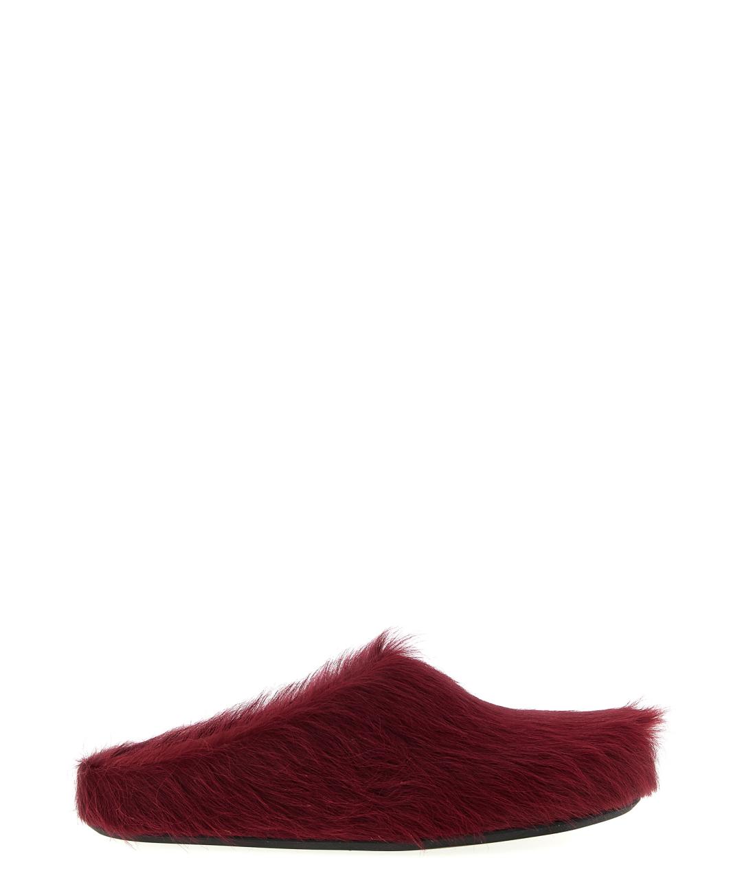 MARNI Бордовые кожаные шлепанцы, фото 5