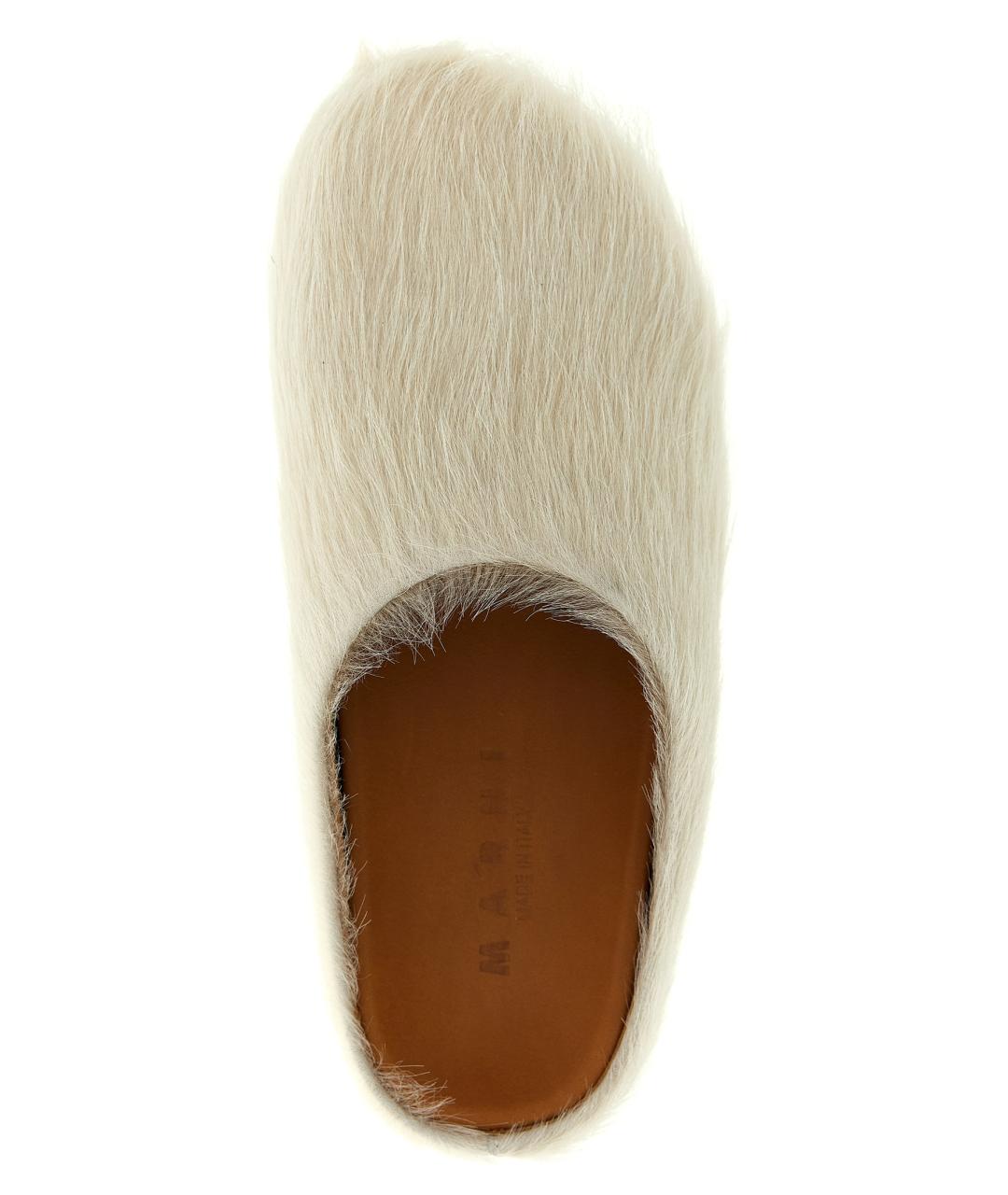 MARNI Белые кожаные шлепанцы, фото 4