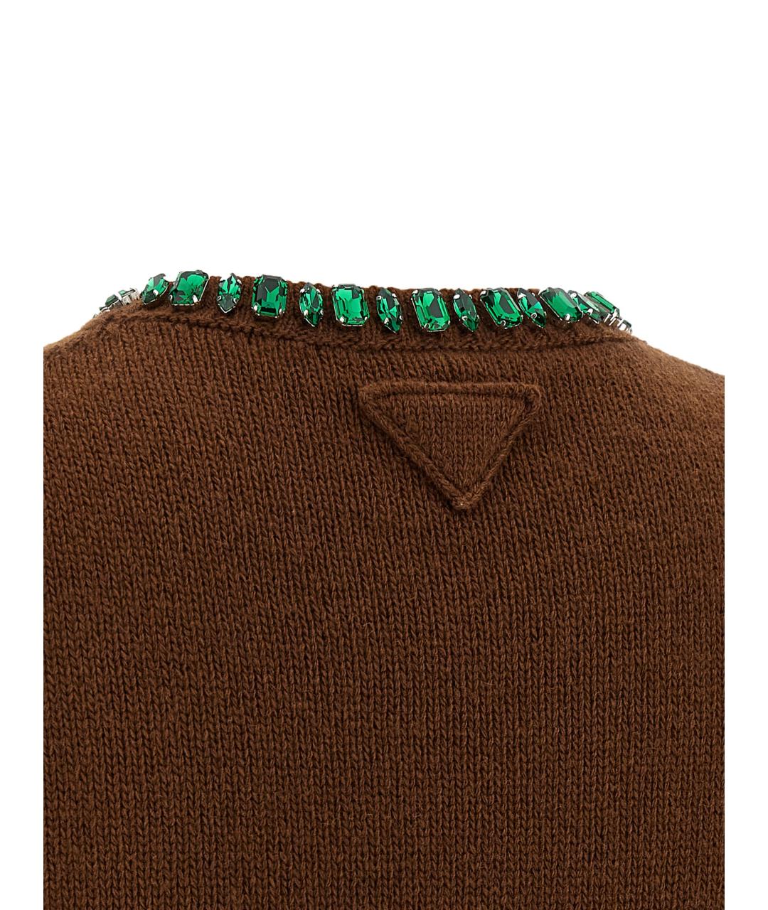 PRADA Коричневая шерстяная футболка, фото 4