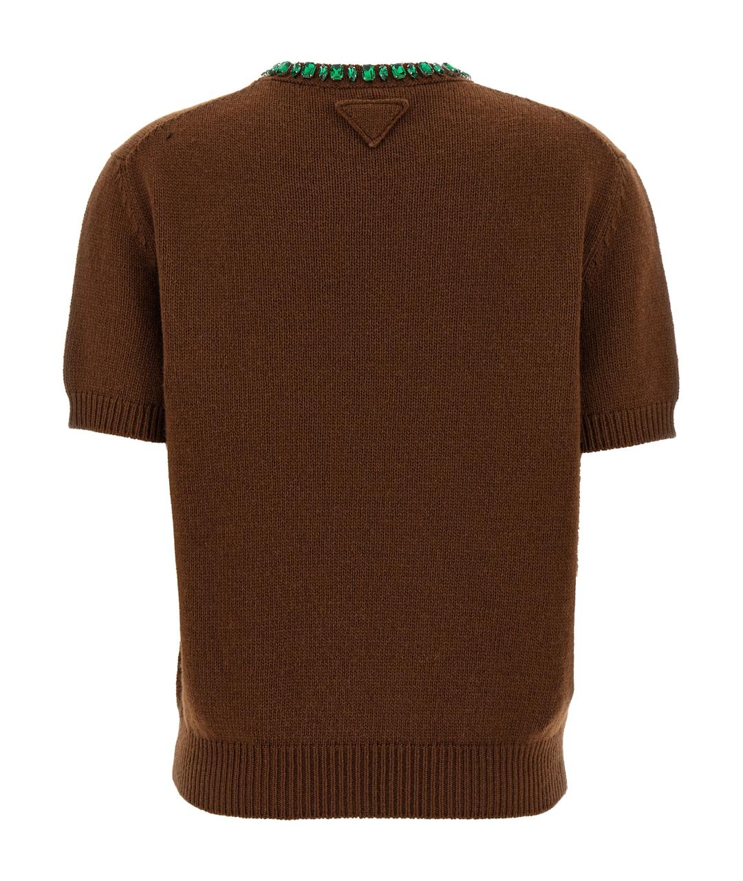 PRADA Коричневая шерстяная футболка, фото 2