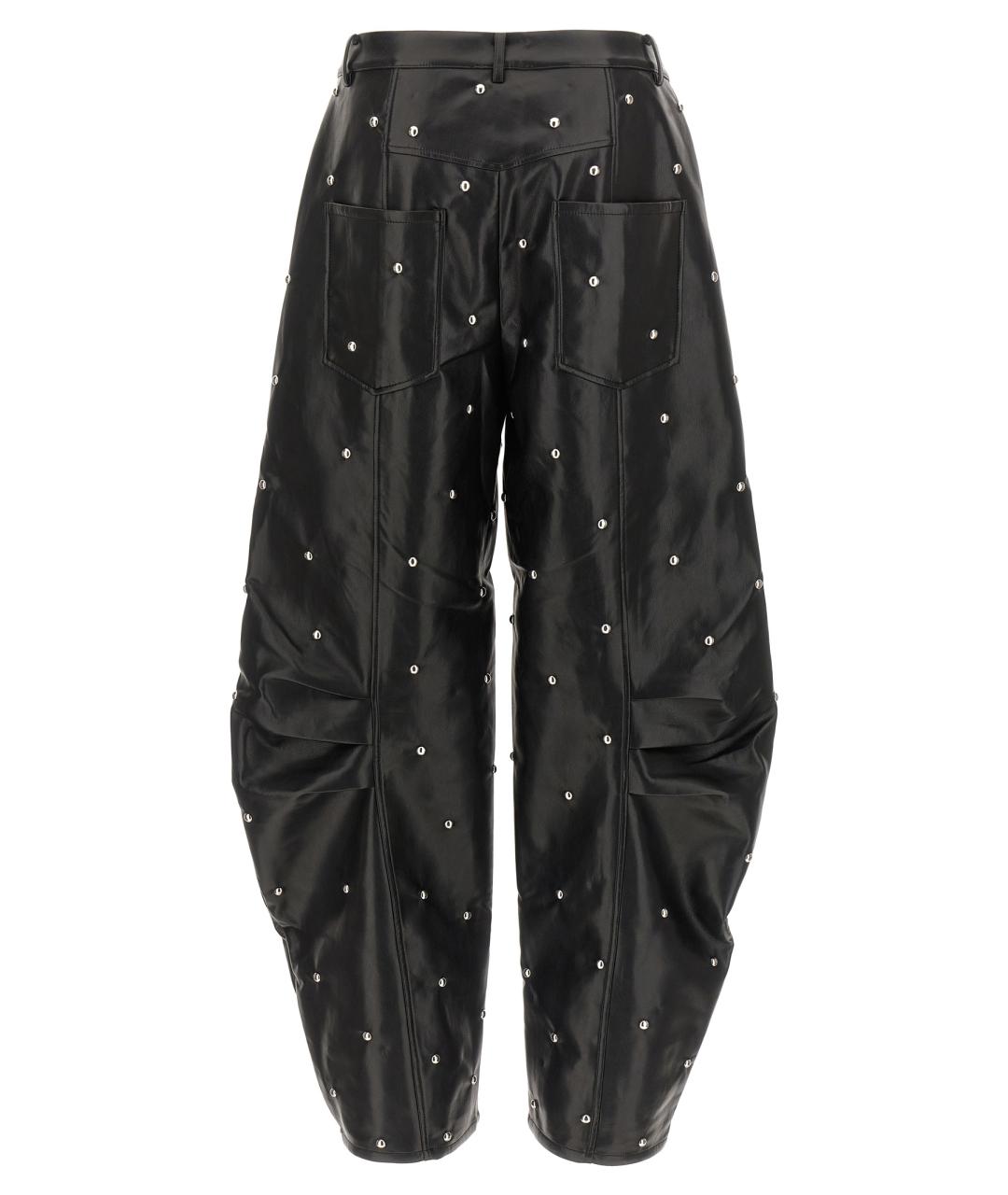 ROTATE Черные полиэстеровые прямые брюки, фото 2