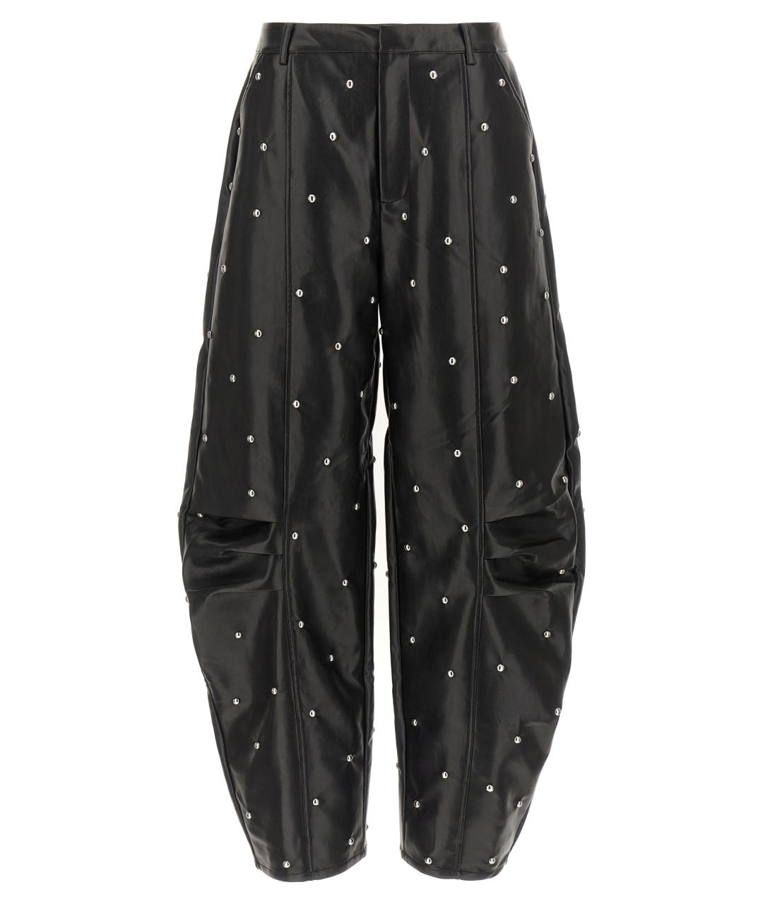 ROTATE Черные полиэстеровые прямые брюки, фото 1