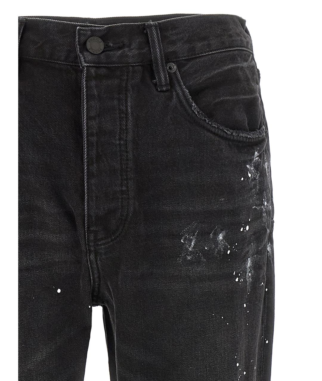 PURPLE Черные хлопковые прямые джинсы, фото 3