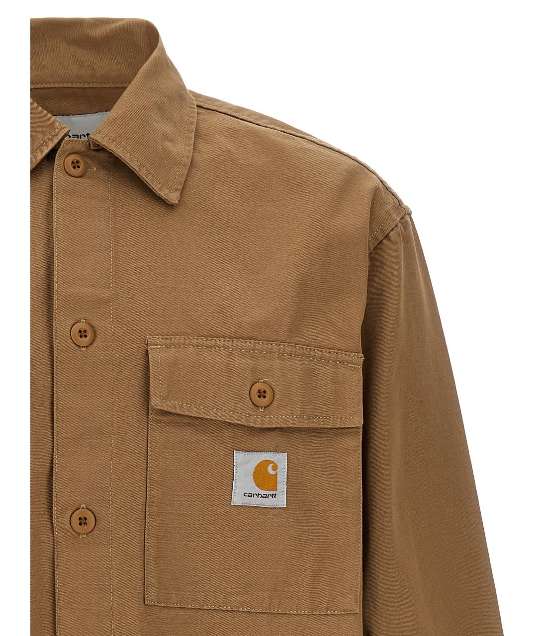 CARHARTT WIP Коричневая хлопковая кэжуал рубашка, фото 3