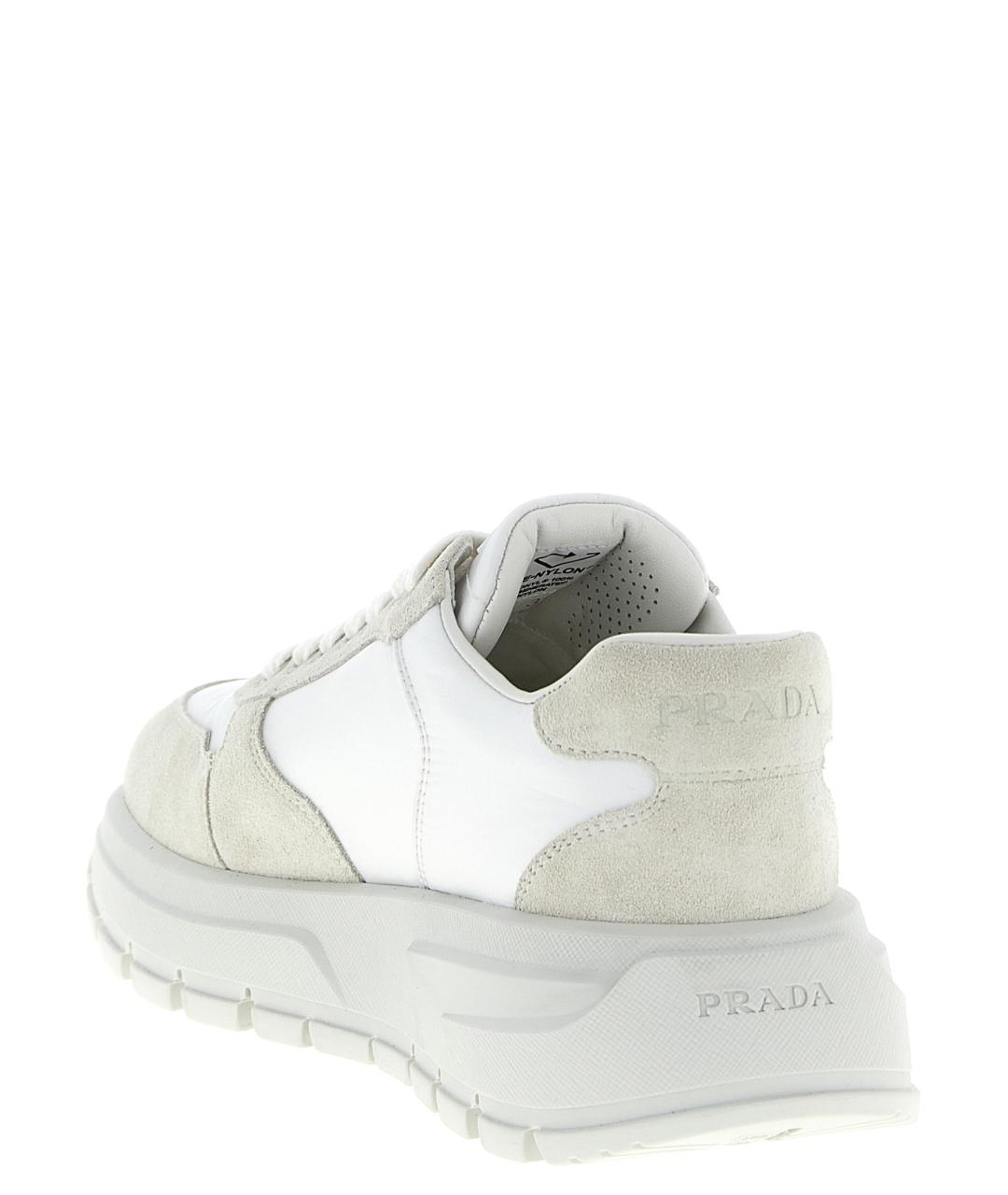 PRADA Белые текстильные кроссовки, фото 3