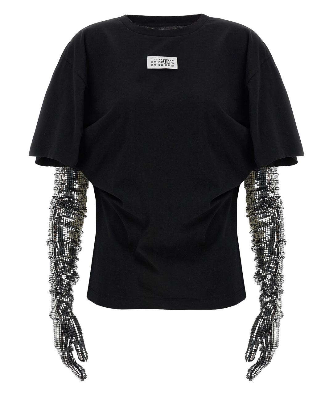 MM6 MAISON MARGIELA Черная хлопковая футболка, фото 2