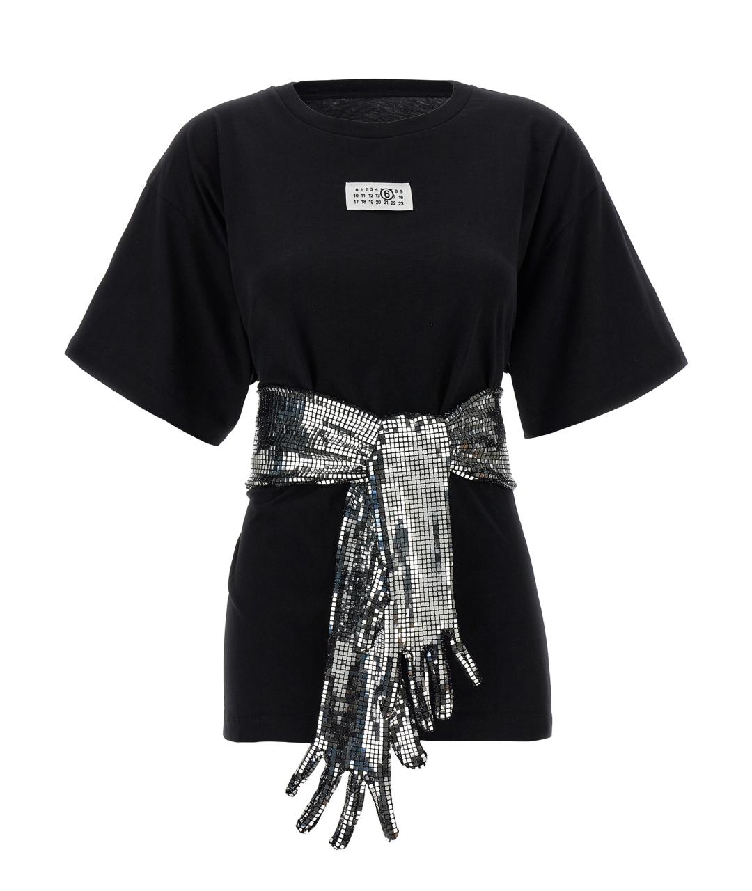 MM6 MAISON MARGIELA Черная хлопковая футболка, фото 1