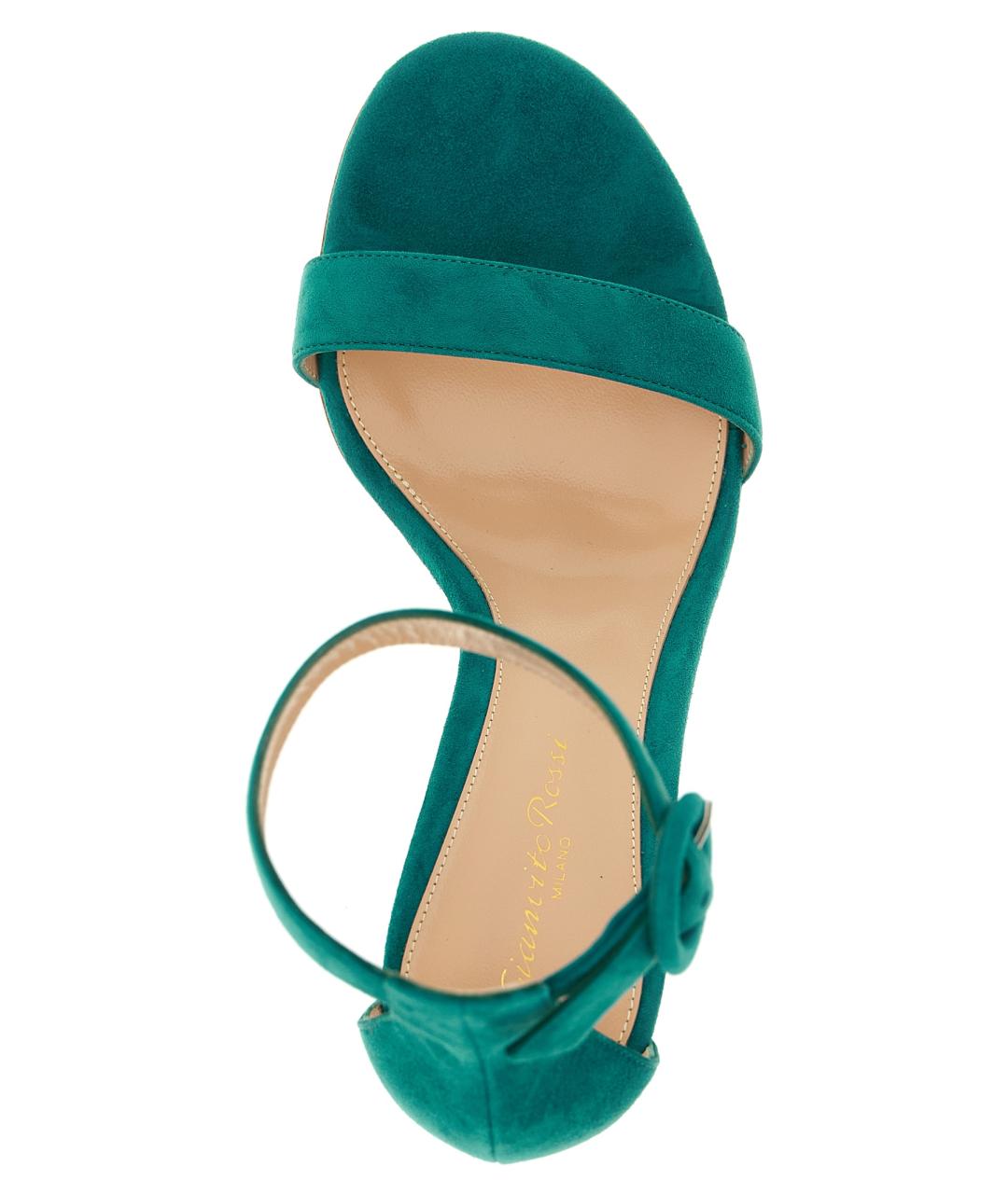 GIANVITO ROSSI Зеленые кожаные босоножки, фото 4