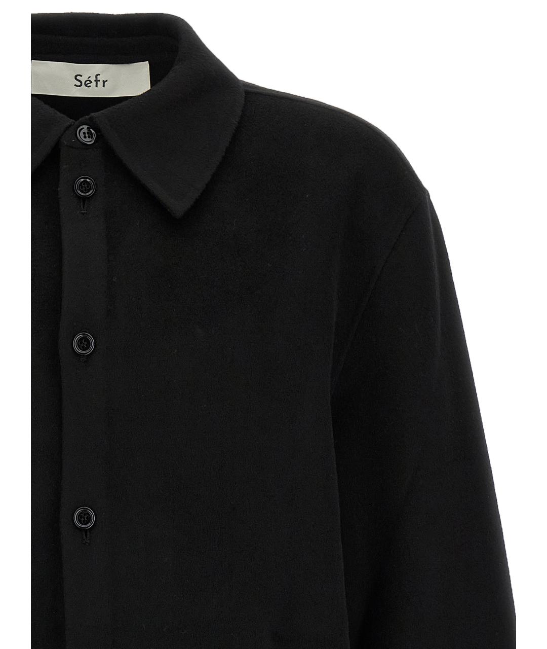 SEFR Черная шерстяная кэжуал рубашка, фото 3