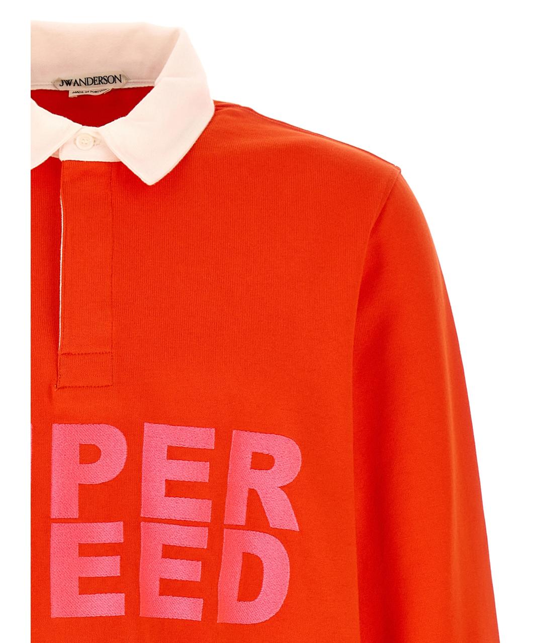 J.W.ANDERSON Красное хлопковое поло с длинным рукавом, фото 3