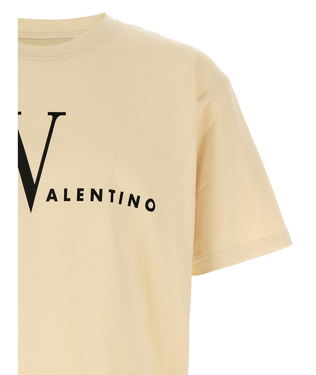 VALENTINO Бежевая хлопковая футболка, фото 3